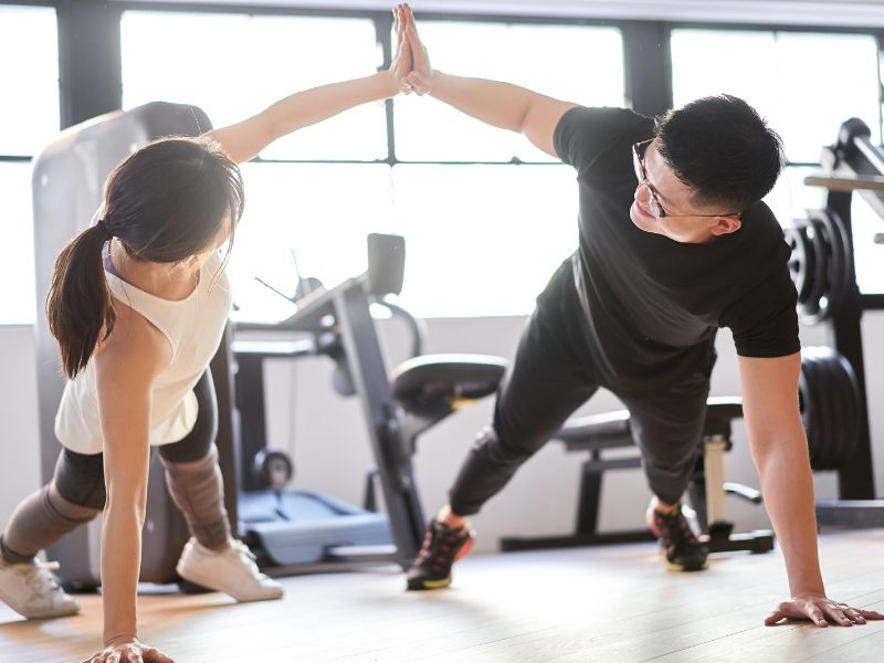 Partner Workout Training with a Certified Trainer in a Personal Training Session